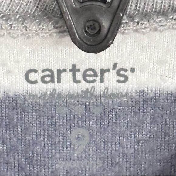 Carter's Boys Fleece Orange Grey White Striped Footie Pajamas Sleeper Pjs 9M - Picture 7 of 14